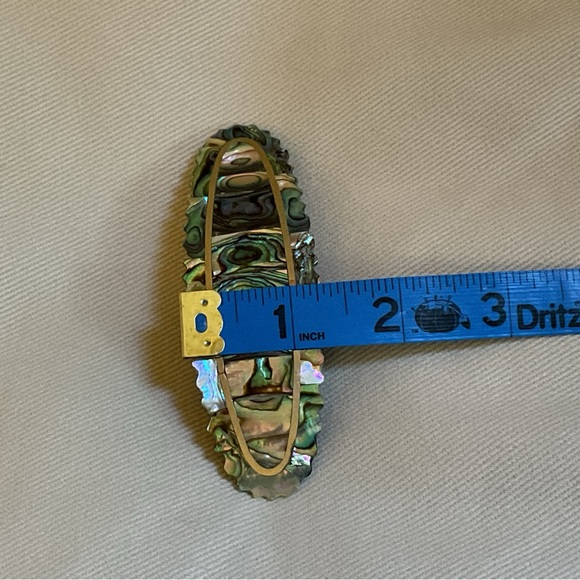 Vintage Abalone Shell Barrette Hair Clip Silver Alpaca Mexico Retro Boho - Picture 5 of 6